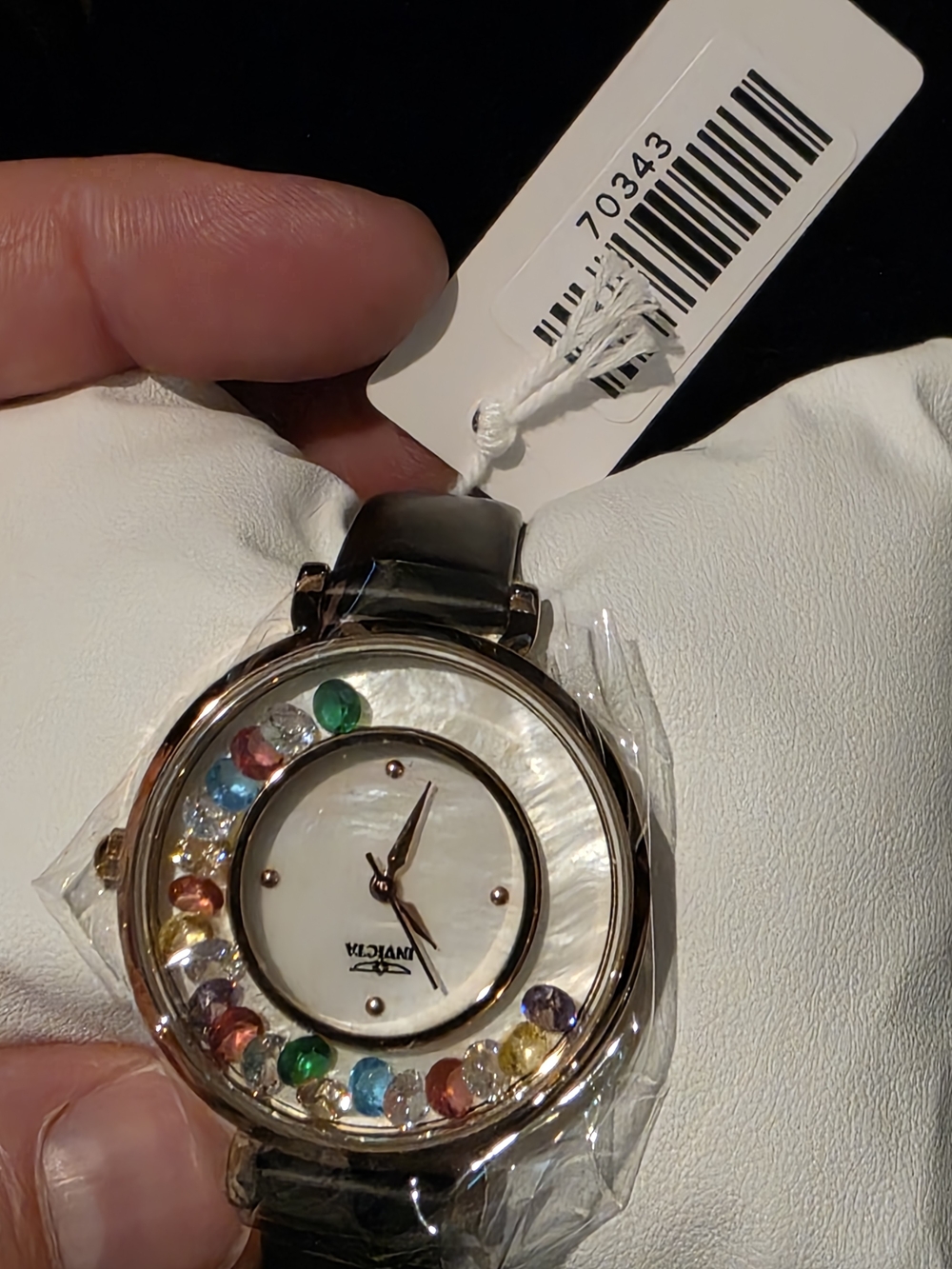Invicta Gold-Tone Watch with Mother-of-Pearl Dial and Multicolor Gem Accents - Picture 2 of 3